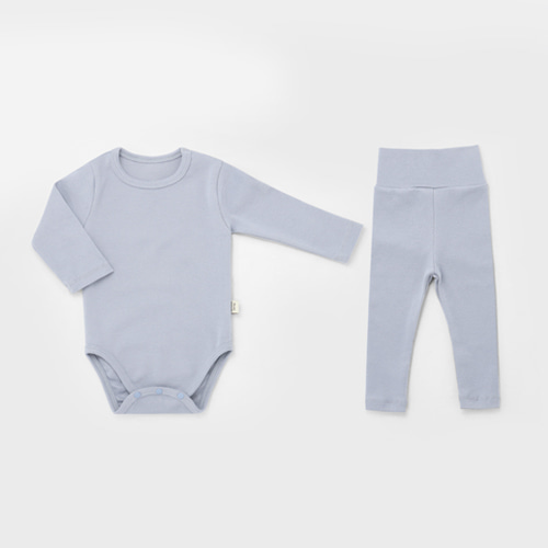 SPANDEX-BLUE SET Long Sleeve Bodysuit + Pants for Spring/Fall