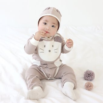 BEIGE MOUSE SET Long Sleeve Bodysuit + Pants for Spring/Fall